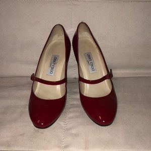 Jimmy Choo Red Patent Leather Mary Janes -38/8